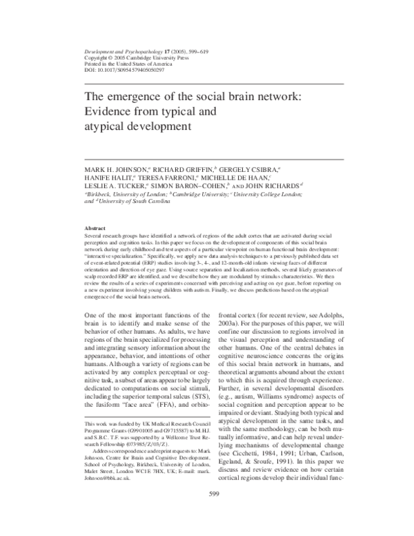 (PDF) The Emergence of the Social Brain Network: Evidence from Typical ...