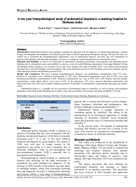 (PDF) A two year histopathological study of endometrial biopsies in a ...