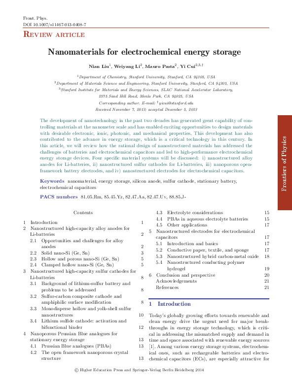 (PDF) Nanomaterials for electrochemical energy storage