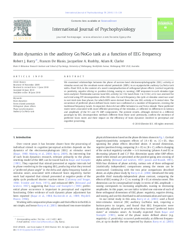 (PDF) Brain dynamics in the auditory Go/NoGo task as a function of EEG ...