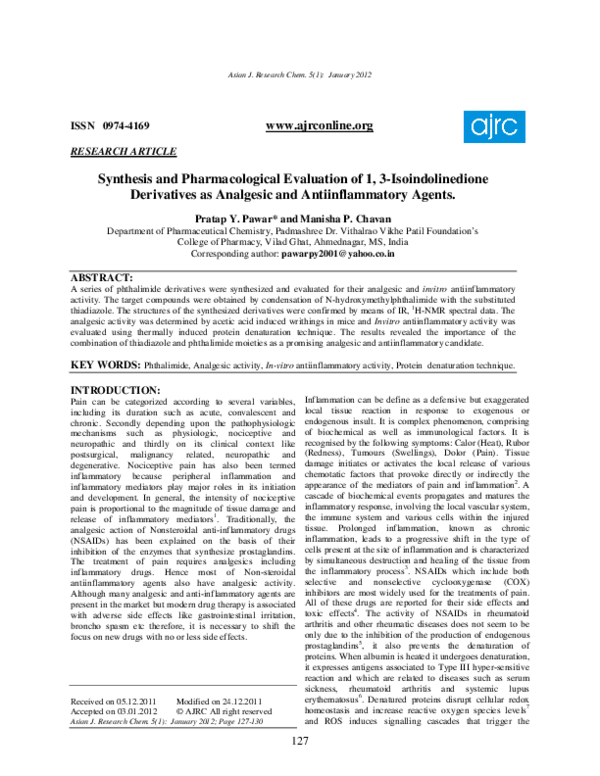 (PDF) Synthesis and pharmacological evaluation of 1,2,3,4 ...