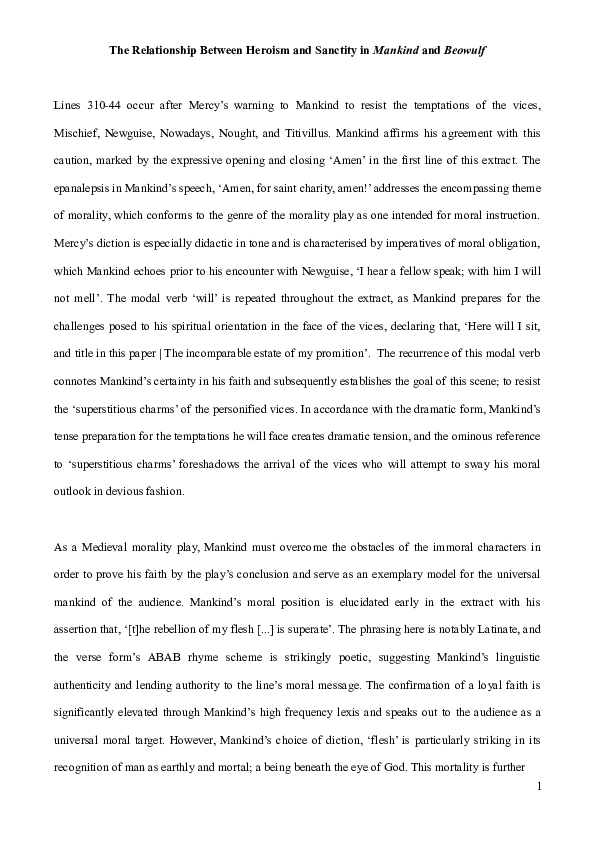 Heroism and Sanctity in 'Mankind' and 'Beowulf'