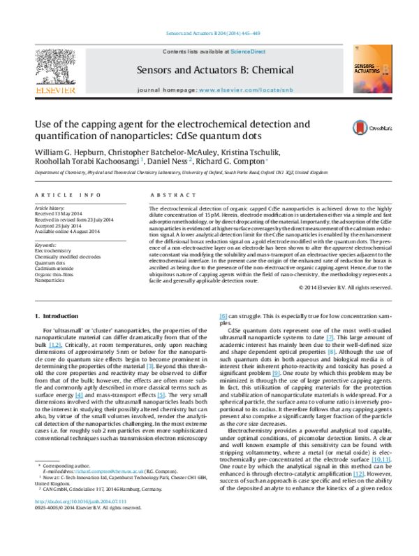 (PDF) Use of the capping agent for the electrochemical detection and ...
