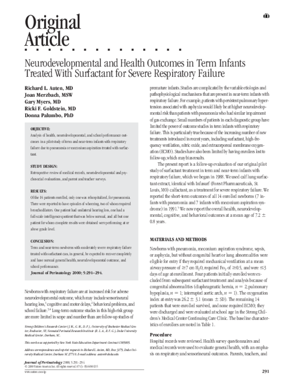 (PDF) Neurodevelopmental and Health Outcomes in Term Infants Treated ...