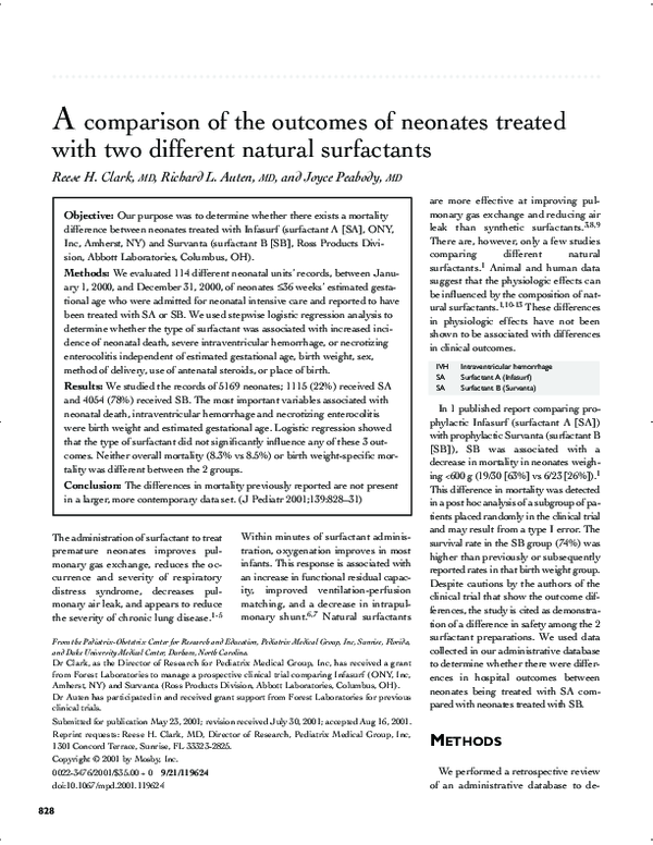 (PDF) A comparison of the outcomes of neonates treated with two ...