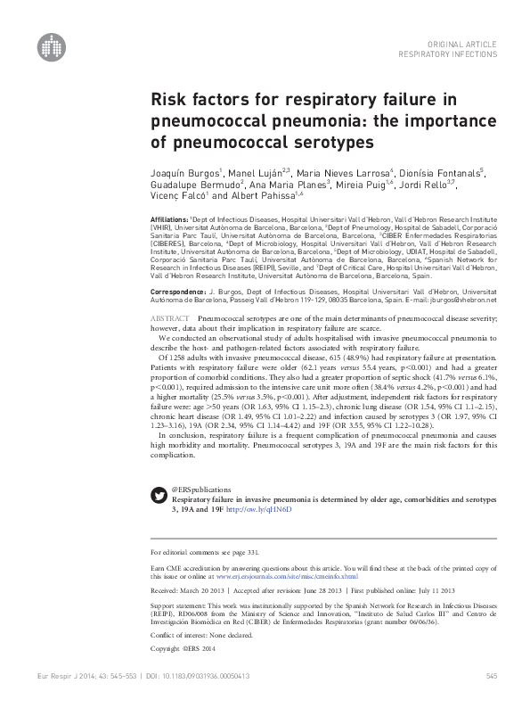 (PDF) Risk factors for respiratory failure in pneumococcal pneumonia ...