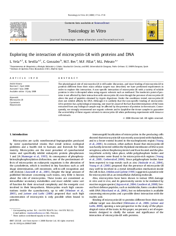 (PDF) Exploring the interaction of microcystin-LR with proteins and DNA