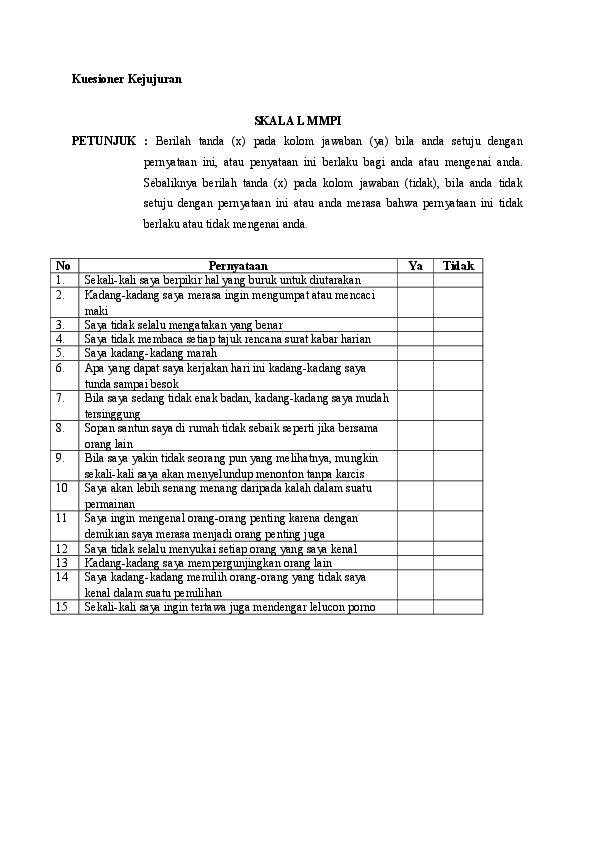 Contoh kuesioner skala ordinal images