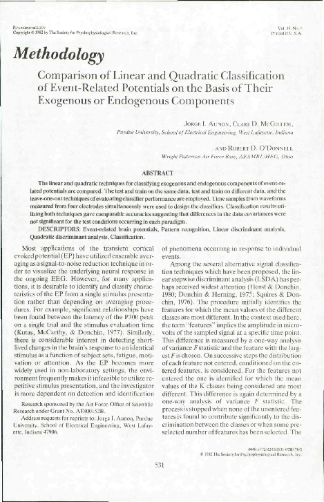 (PDF) Comparison of Linear and Quadratic Classification of Event ...