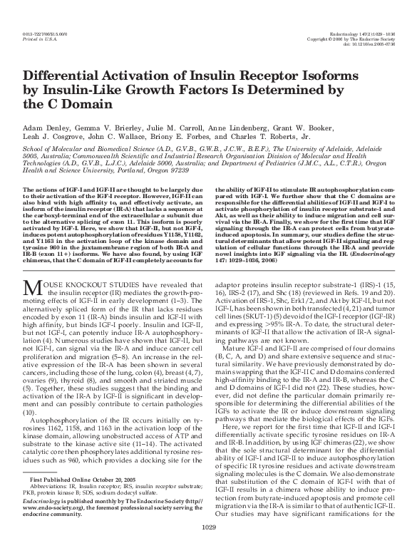 (PDF) Differential Activation of Insulin Receptor Isoforms by Insulin ...