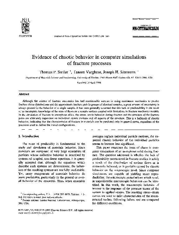 (PDF) Evidence of chaotic behavior in computer simulations of fracture ...