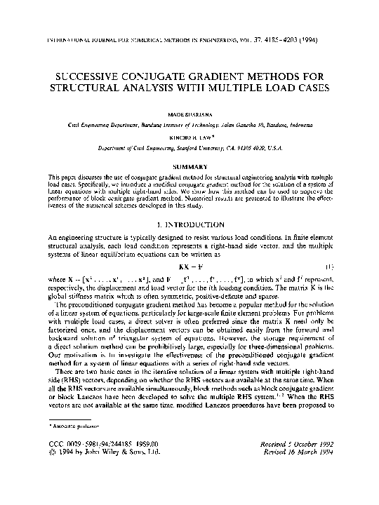 (PDF) Successive conjugate gradient methods for structural analysis ...