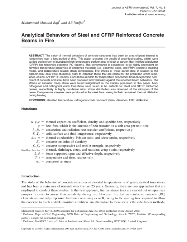 (PDF) Analytical Behaviors of Steel and CFRP Reinforced Concrete Beams ...