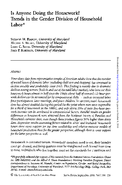 (PDF) Is Anyone Doing the Housework? Trends in the Gender Division of ...