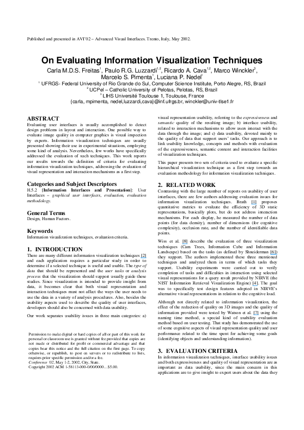 (PDF) On evaluating information visualization techniques