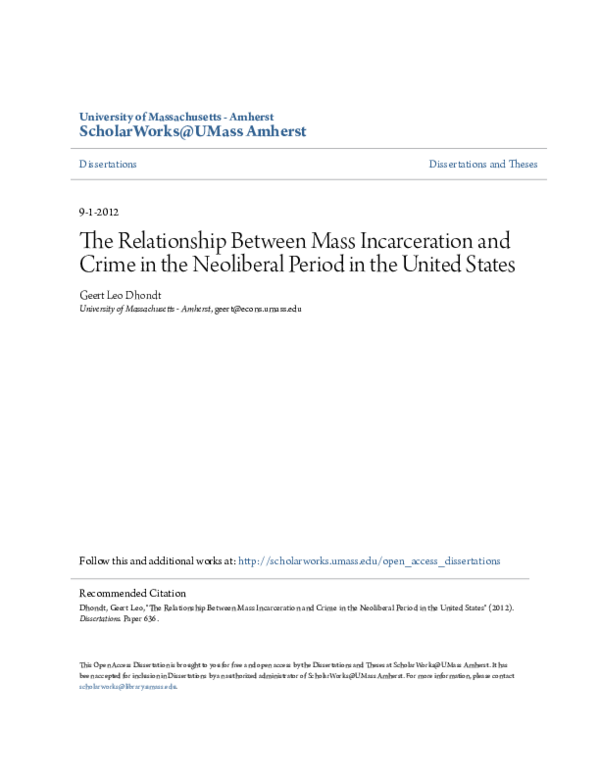 (PDF) The Relationship Between Mass Incarceration and Crime in the ...