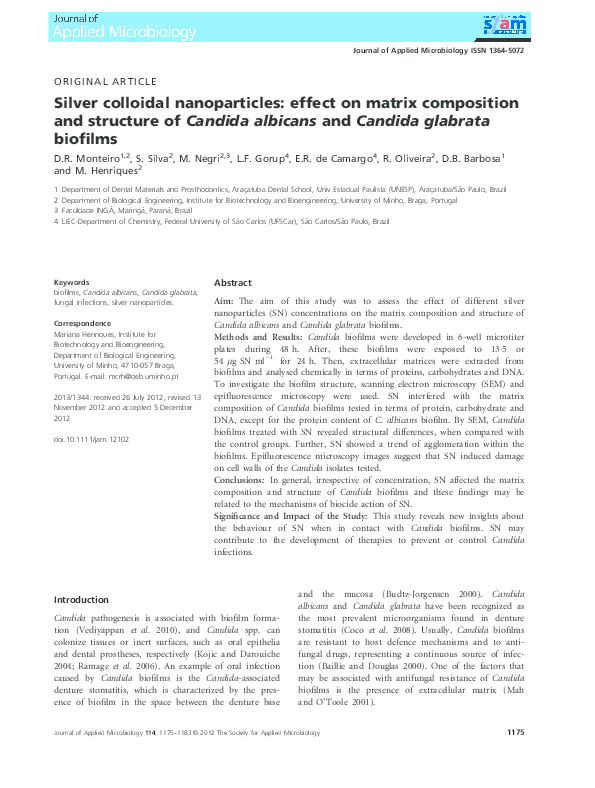 (PDF) Silver colloidal nanoparticles effect on matrix composition and