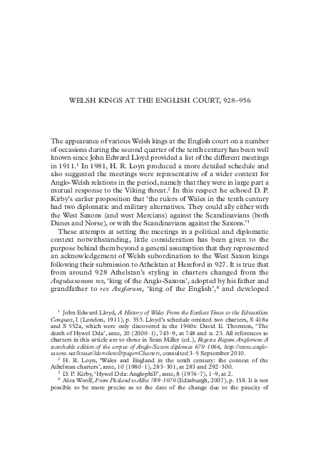 Welsh kings at the English court, 928-956