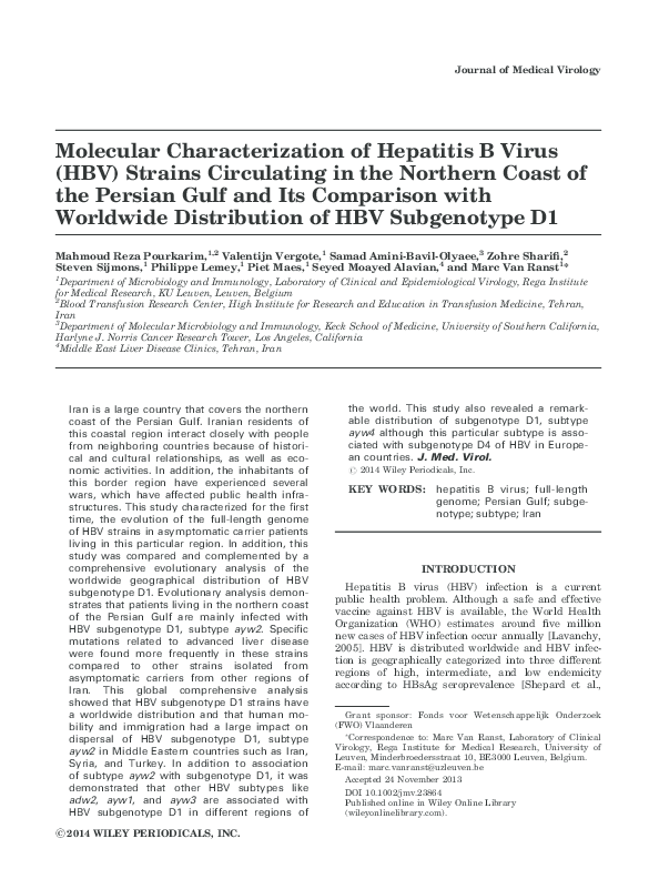 (PDF) Molecular characterization of hepatitis B virus surface antigen ...