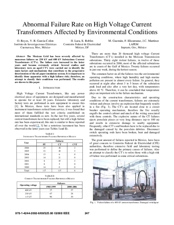 (PDF) Abnormal Failure Rate on High Voltage Current Transformers ...