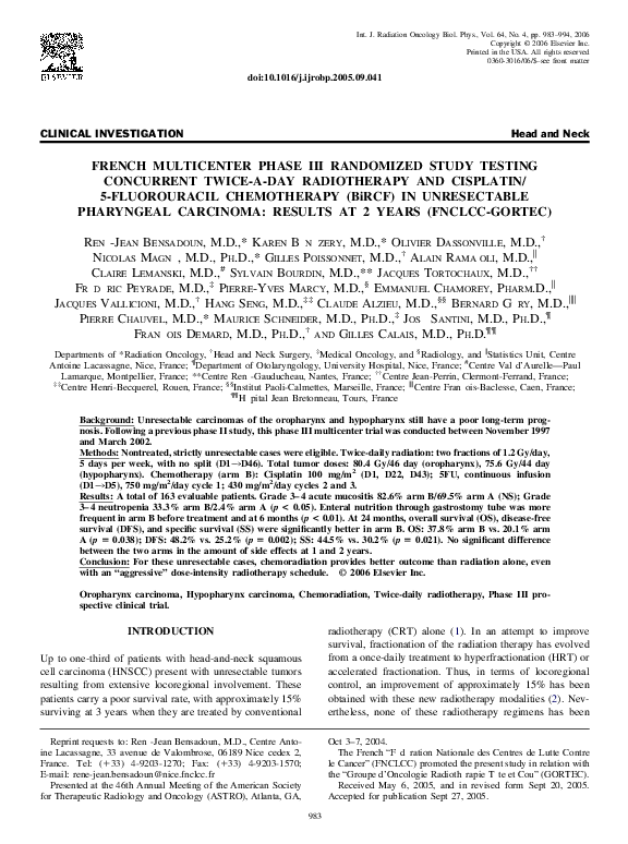 (PDF) French multicenter phase III randomized study testing concurrent ...