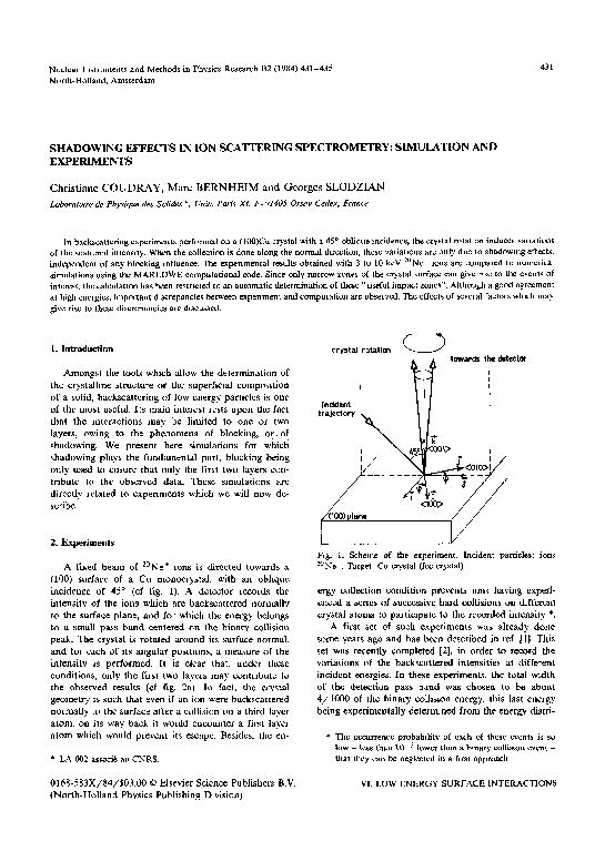 (PDF) Shadowing effects in ion scattering spectrometry: Simulation and ...