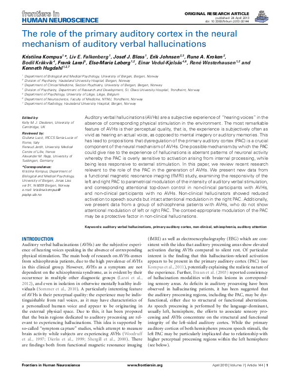 (PDF) The role of the primary auditory cortex in the neural mechanism ...
