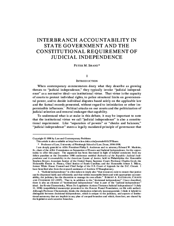 (PDF) Interbranch Accountability in State Government and the ...
