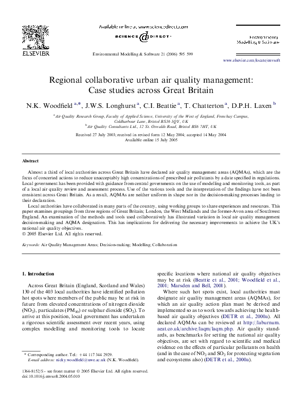 (PDF) Regional collaborative urban air quality management: case studies ...