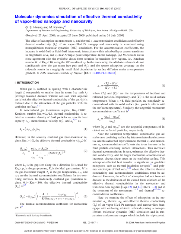 (PDF) Molecular dynamics simulation of effective thermal conductivity ...