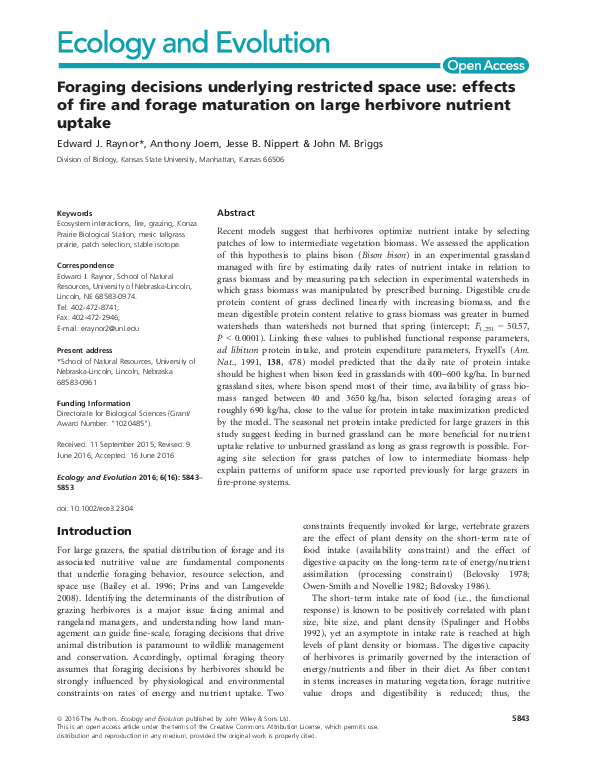 (PDF) Foraging decisions underlying restricted space use: effects of ...