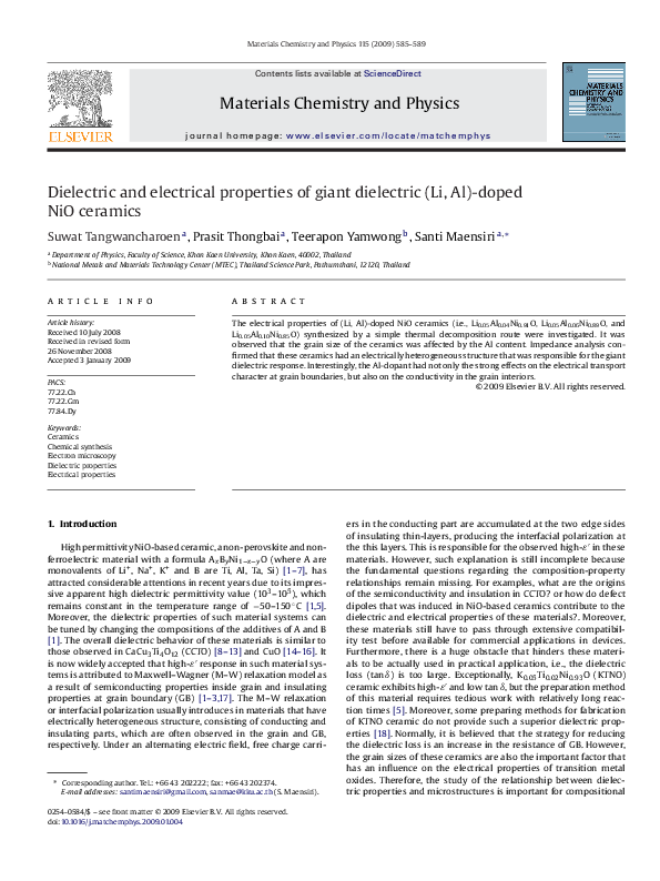 (PDF) Dielectric and electrical properties of giant dielectric (Li, Al ...