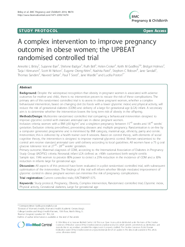 (PDF) Effectiveness of a complex, preconception intervention to reduce