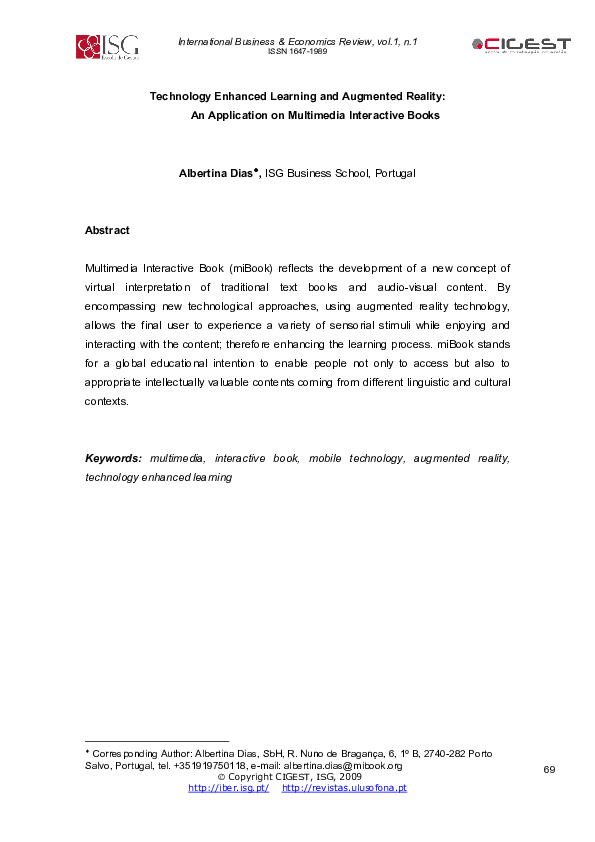 (PDF) Technology Enhanced Learning and Augmented Reality An