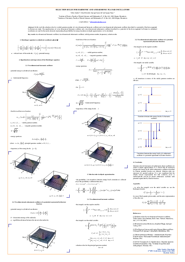 (PDF) Selection Rules for Harmonic and Anharmonic Planar Oscillators
