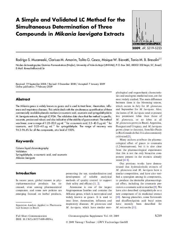 (PDF) A Simple and Validated LC Method for the Simultaneous ...