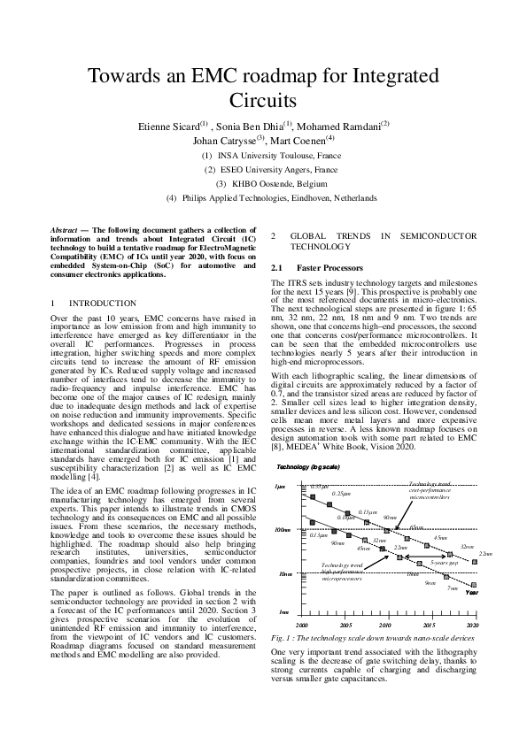 (PDF) Towards an EMC roadmap for Integrated Circuits