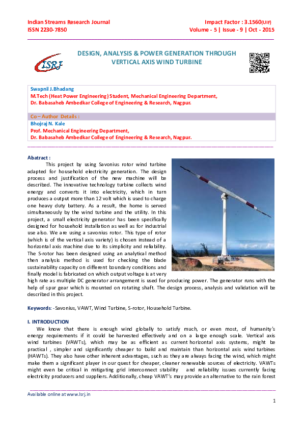 Research paper on vertical axis wind turbine image