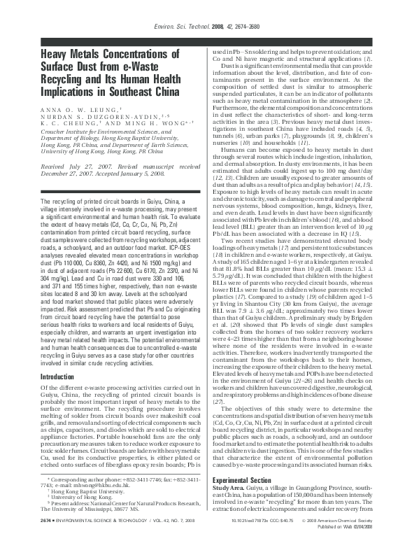 その他 anna PDF) Heavy Metals Concentrations of Surface Dust from e