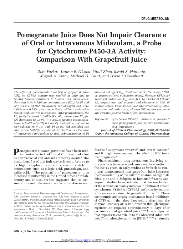 (PDF) Pomegranate Juice Does Not Impair Clearance of Oral or