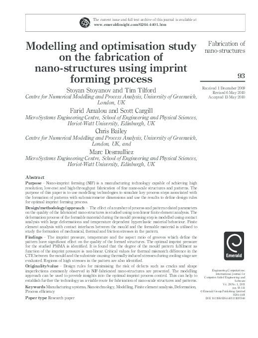 (PDF) Modelling and optimisation study on the fabrication of nano ...