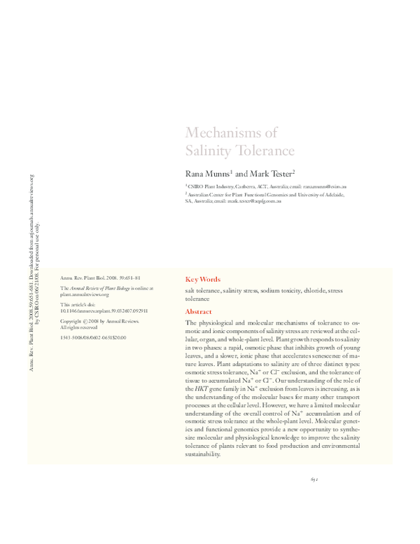 (PDF) Mechanisms of Salinity Tolerance