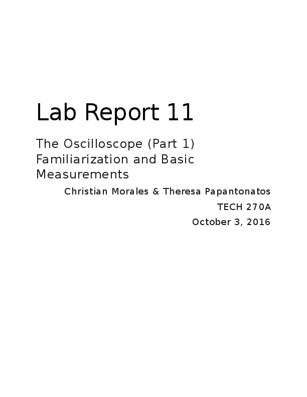 (DOC) Lab Report 11 The Oscilloscope (Part 1) Familiarization and Basic Measurements Christian
