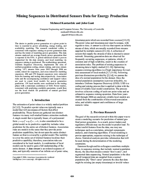 (PDF) Mining sequences in distributed sensors data for energy production
