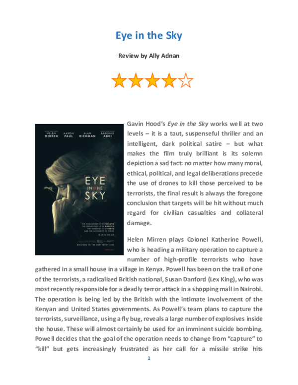 (PDF) Film Review Eye in the Sky Ally Adnan Academia.edu