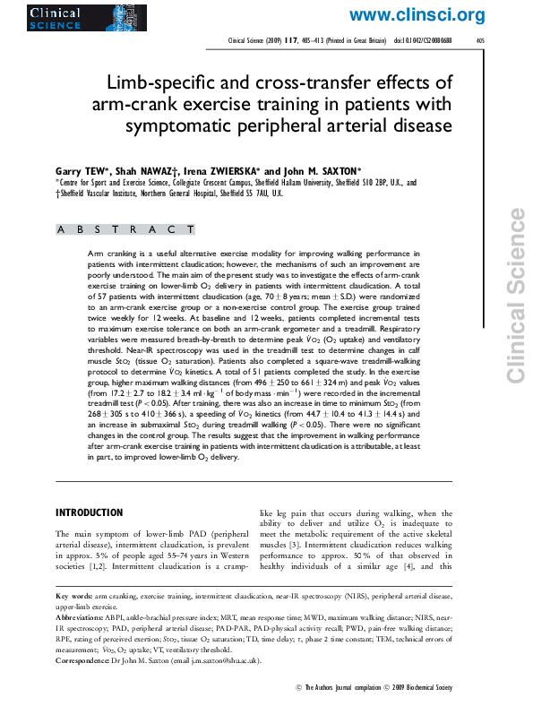 (PDF) Limbspecific and crosstransfer effects of armcrank exercise