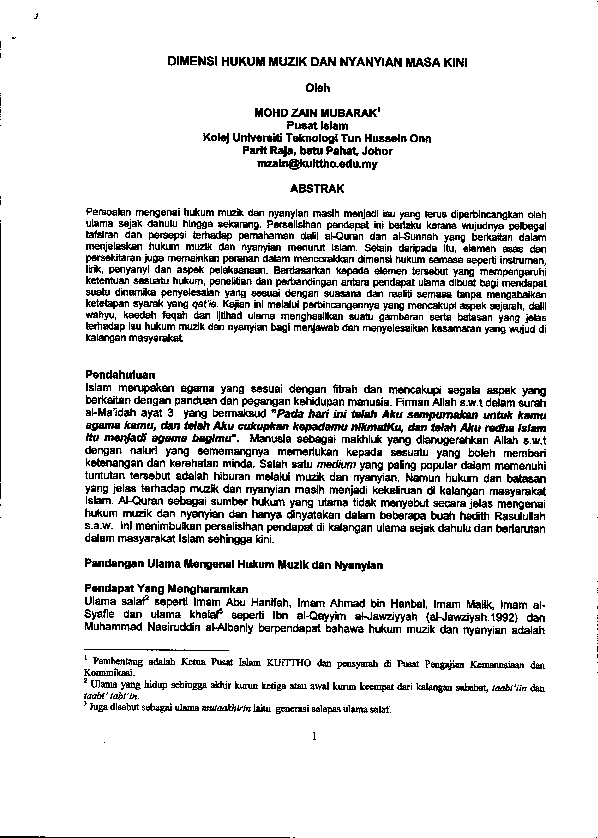Pdf Dimensi Hukum Muzik Dan Nyanyian Dr Mohd Zain Bin Mubarak Academia Edu