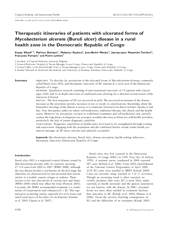 (PDF) Therapeutic itineraries of patients with ulcerated forms of ...