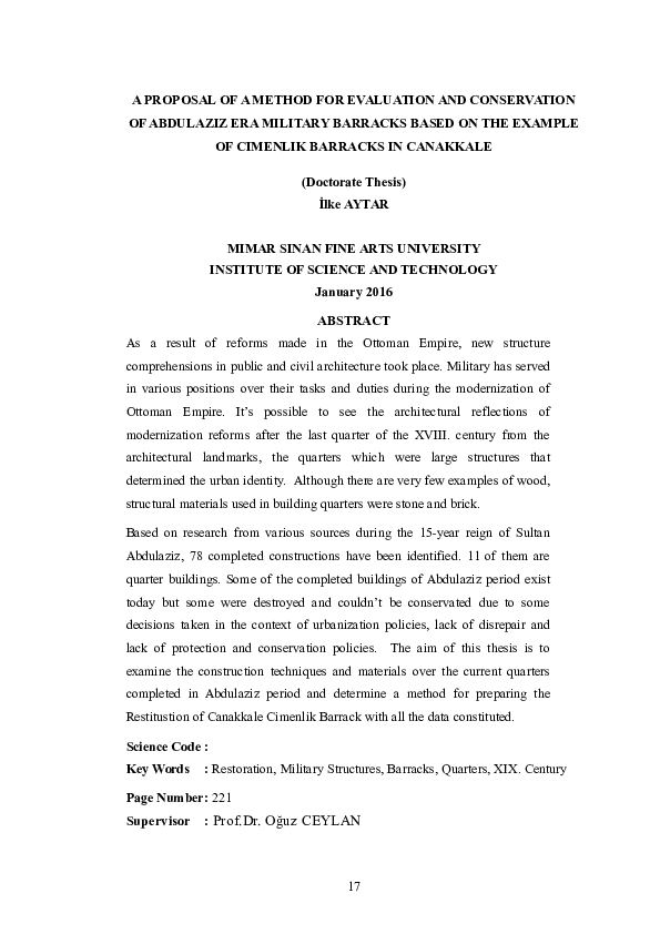 (DOC) A PROPOSAL OF A METHOD FOR EVALUATION AND CONSERVATION OF ...