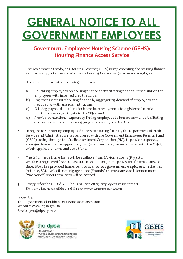 (PDF) GENERAL NOTICE TO ALL GOVERNMENT EMPLOYEES Government Employees Housing Scheme (GEHS